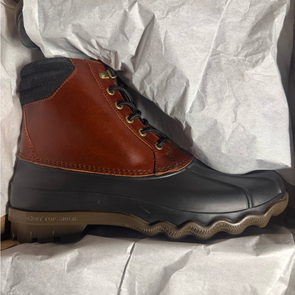 Sperry Men's Black and Brown Rain Boots